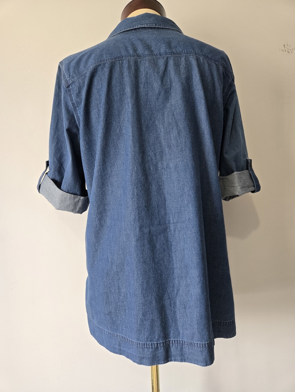 Ralph Lauren LRL Blue Denim Lightweight V Neck Tunic With Roll Cuffs. Size Med - Picture 7 of 10